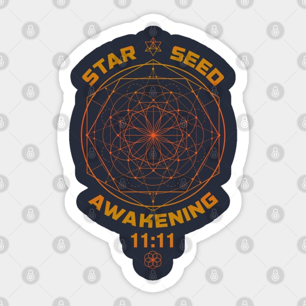 Starseed Awakening 11:11 Sacred Geometry Sticker by LadyMoldavite